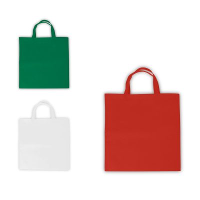 Three reusable bags: red, white, green.