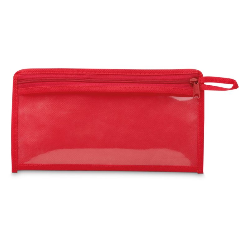 Red zippered pencil case pouch