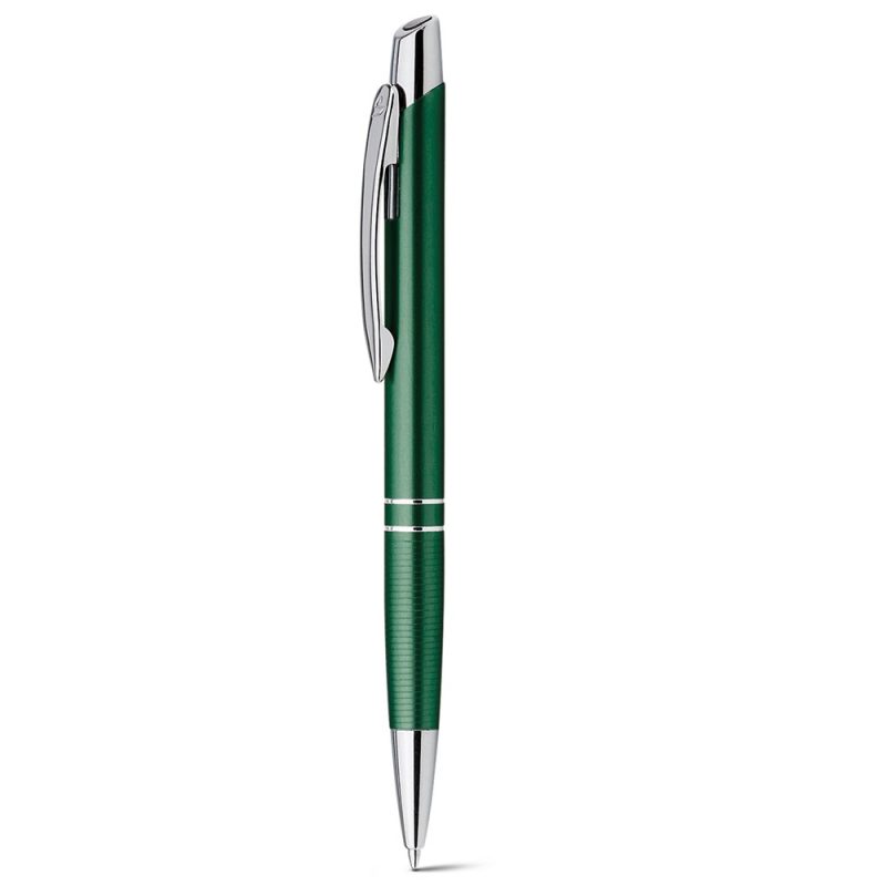 Green and silver ballpoint pen