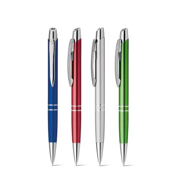 Four colourful ballpoint pens.