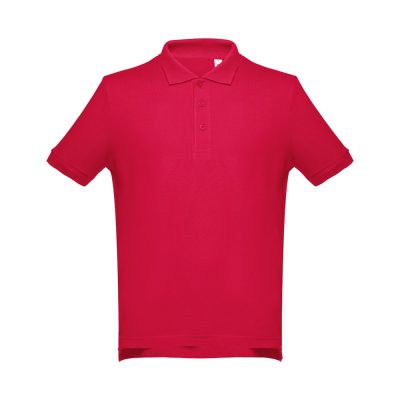 Red polo shirt on white background.