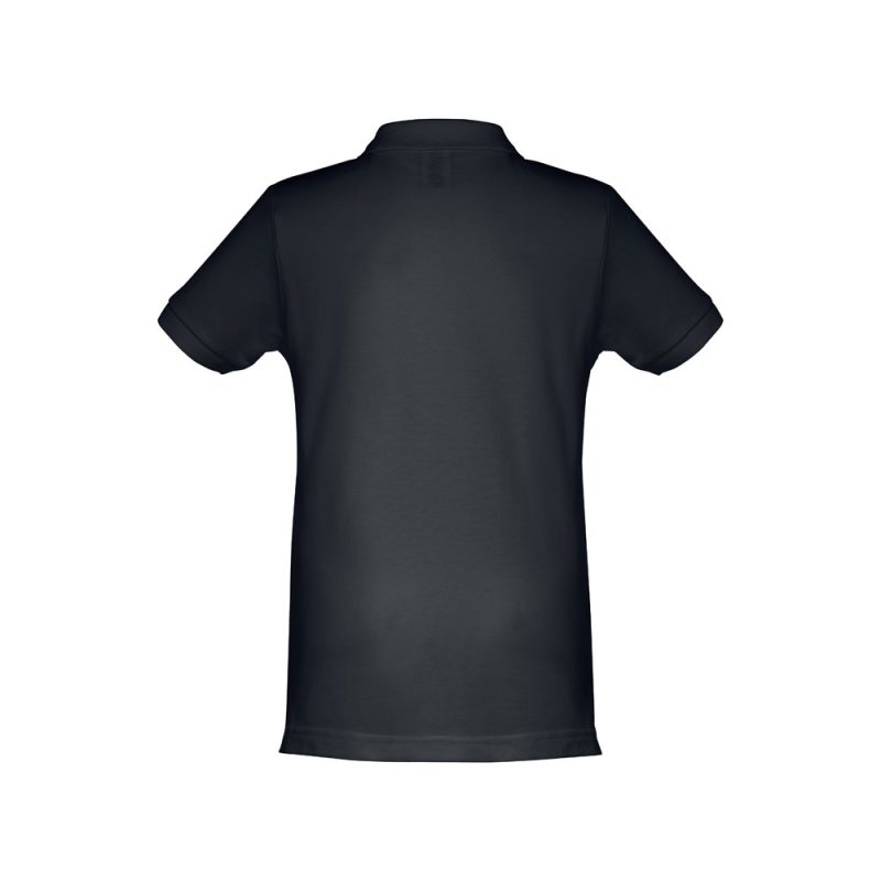 Back view of black polo shirt