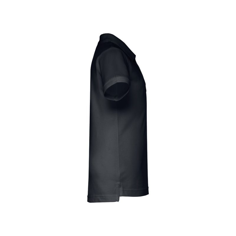 Side view of black polo shirt