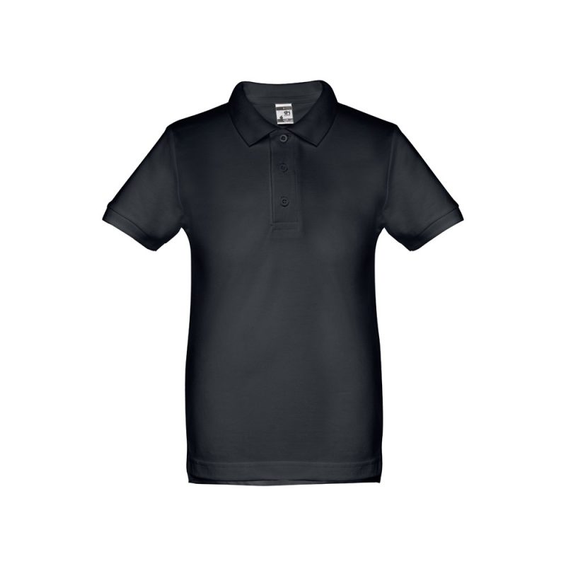 Black polo shirt on white background