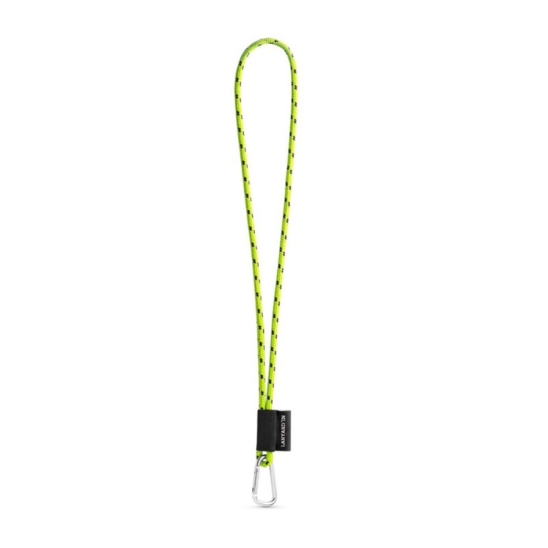 Neon yellow lanyard with carabiner clip.