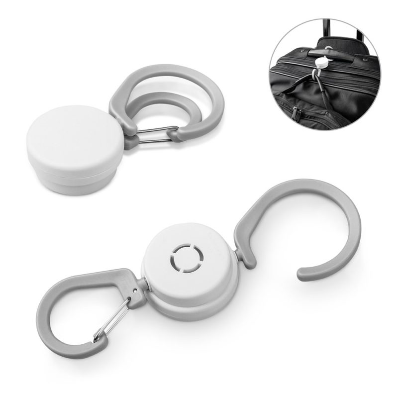 Portable bag hook with retractable cable lock.