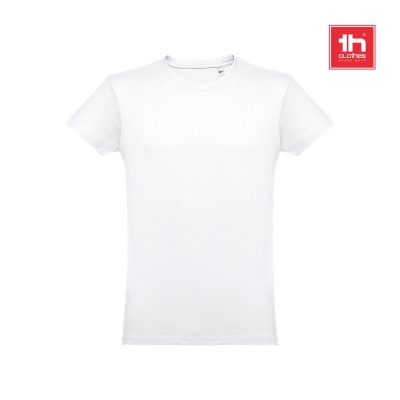 Plain white T-shirt on display