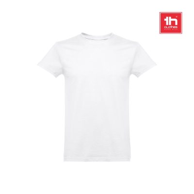 Plain white T-shirt, brand logo top right.