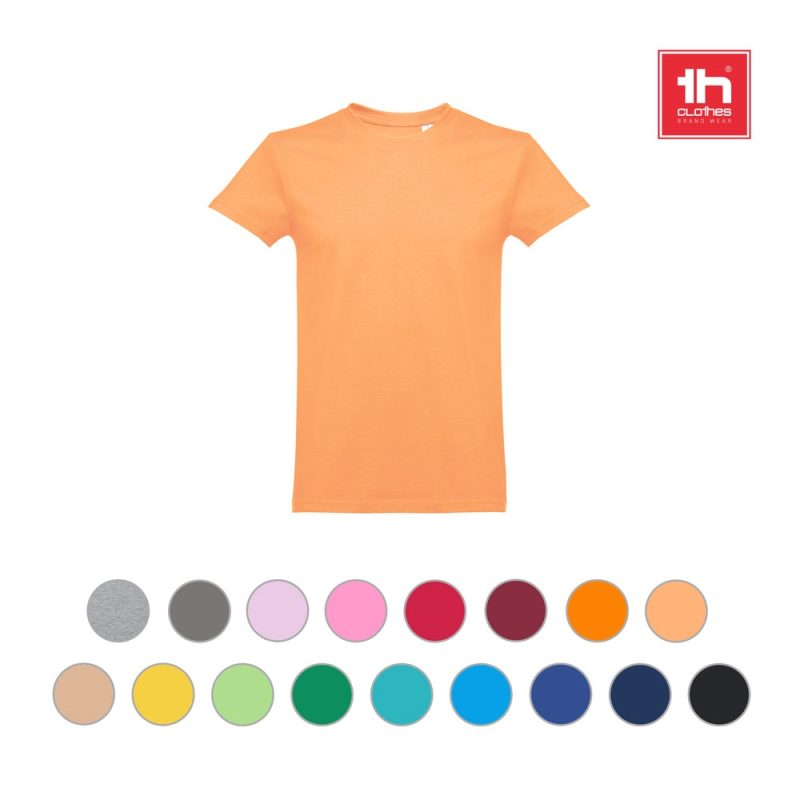 Orange T-shirt with various colour options below.