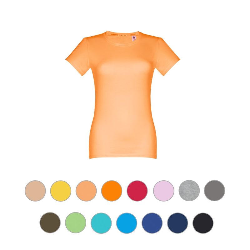 Orange t-shirt with various colour options displayed.