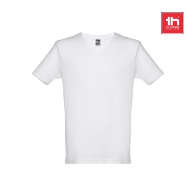 White V-neck T-shirt, TH Clothes brand logo.
