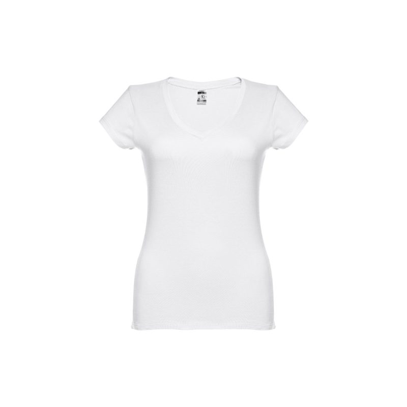 Plain white V-neck women's T-shirt