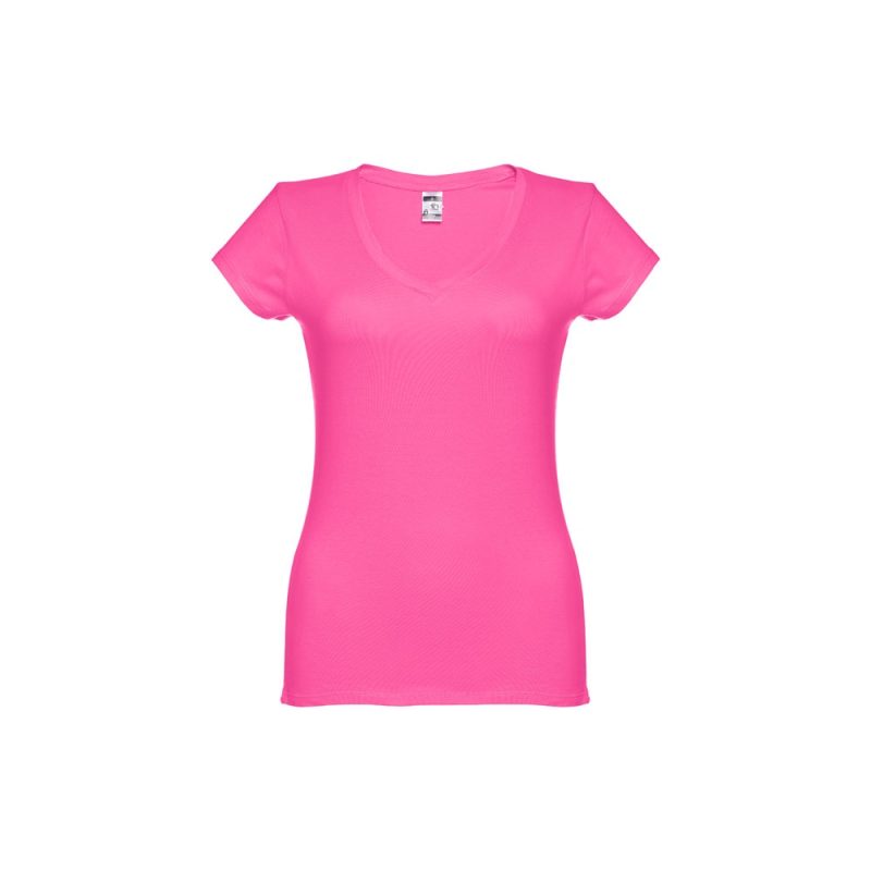 Women's vibrant pink V-neck T-shirt