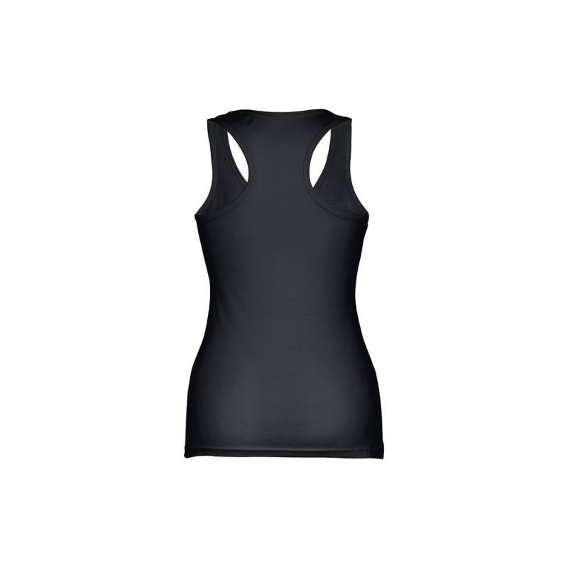 Back view of black sleeveless top.