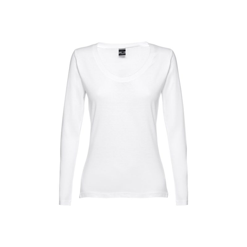 White long-sleeve women's T-shirt, front view.