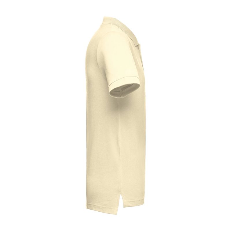 Side view of beige polo shirt