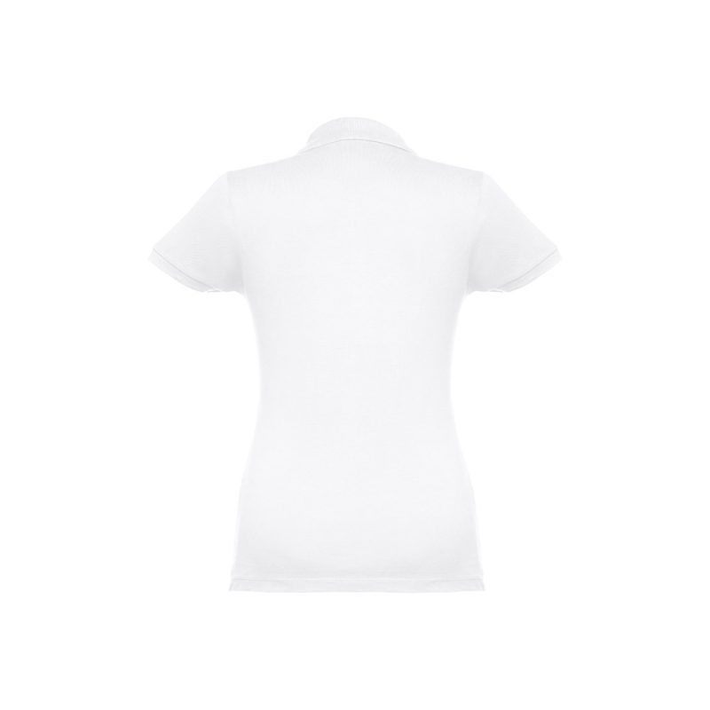 Back view of plain white polo shirt