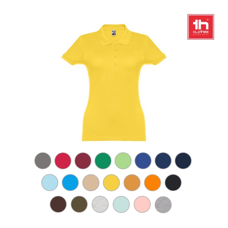 Yellow women's polo shirt with colour options.