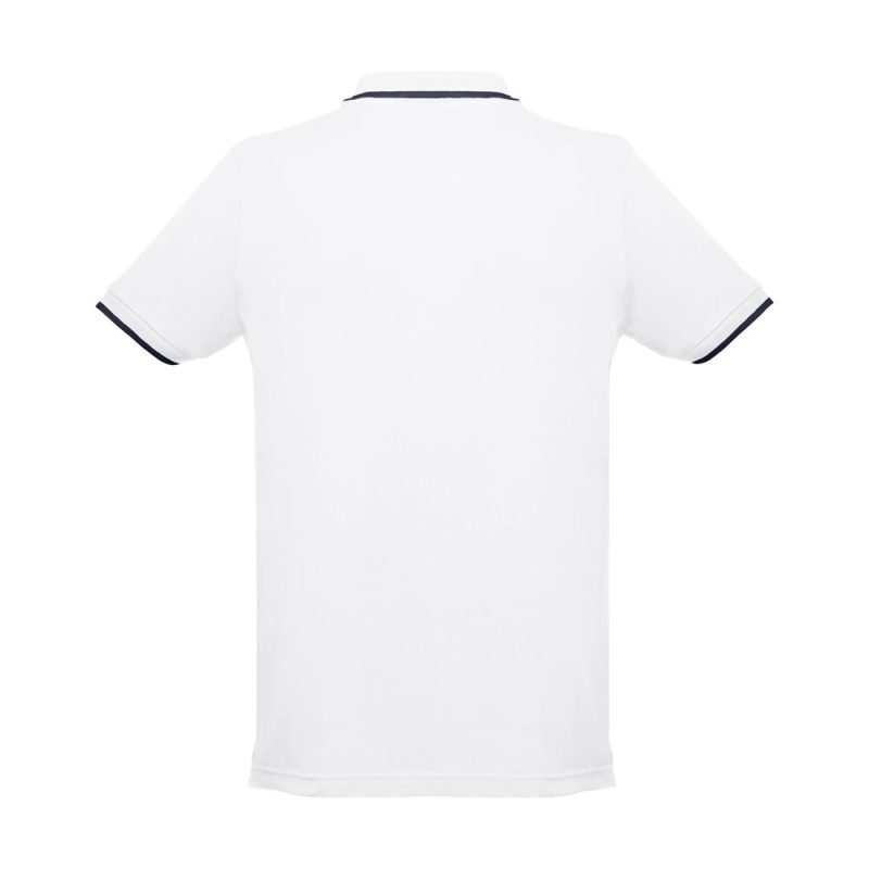 Back view of plain white t-shirt with collar