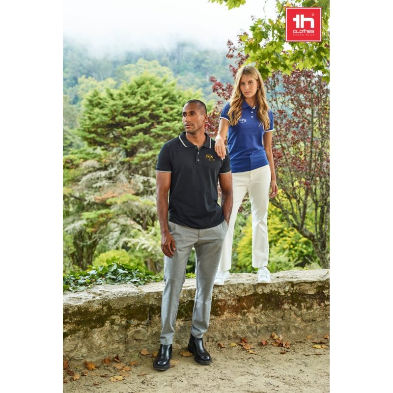 Models in polo shirts outdoors
