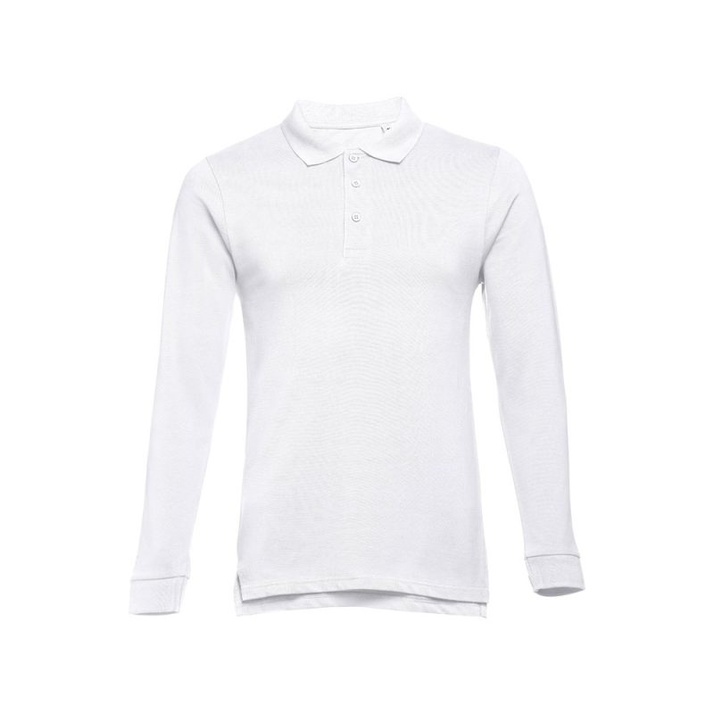 White long-sleeved polo shirt