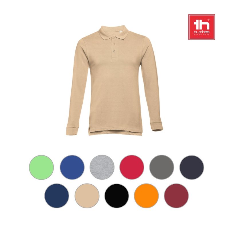 Beige long sleeve polo shirt, multiple colour options.