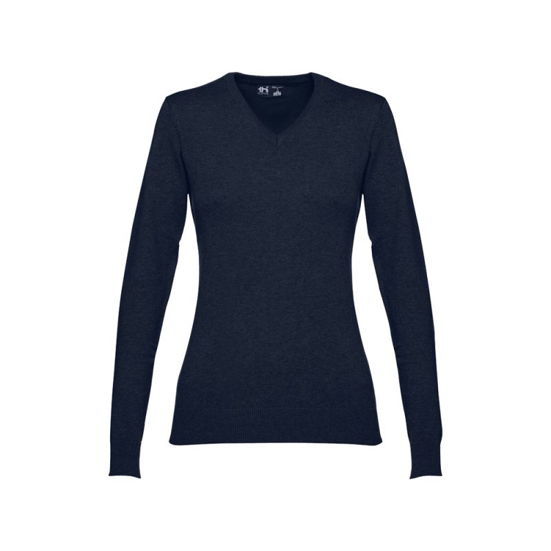 Black V-neck women's jumper, long sleeves