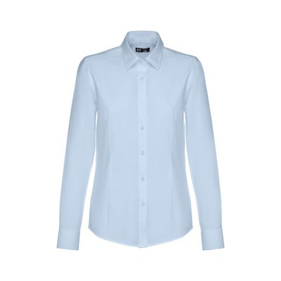 Light blue long-sleeve women's shirt, formal style.