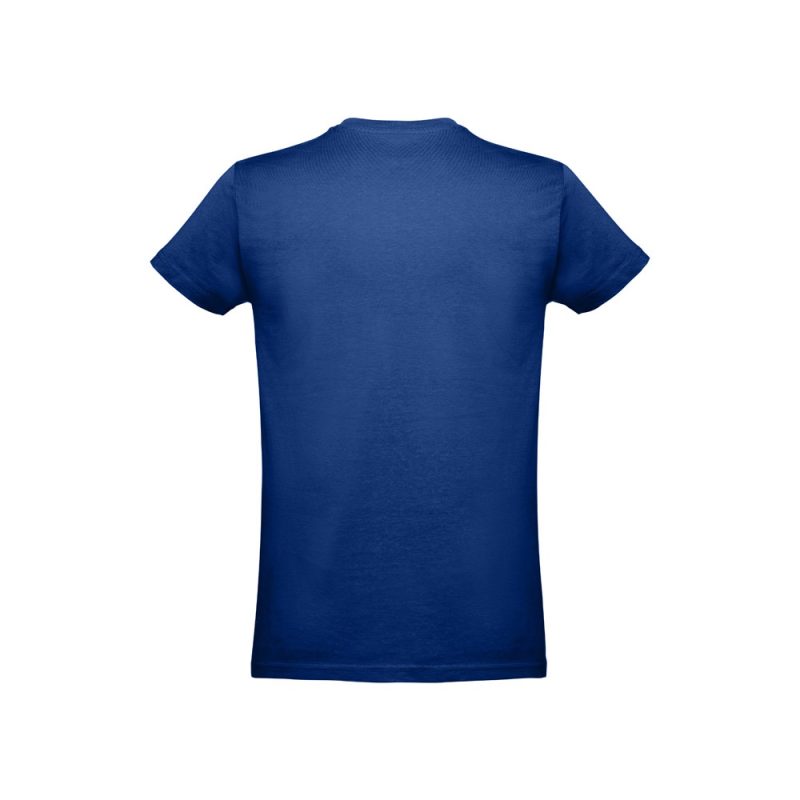 Plain blue T-shirt back view.