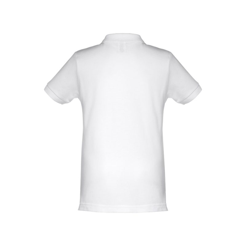 Back view of plain white polo shirt