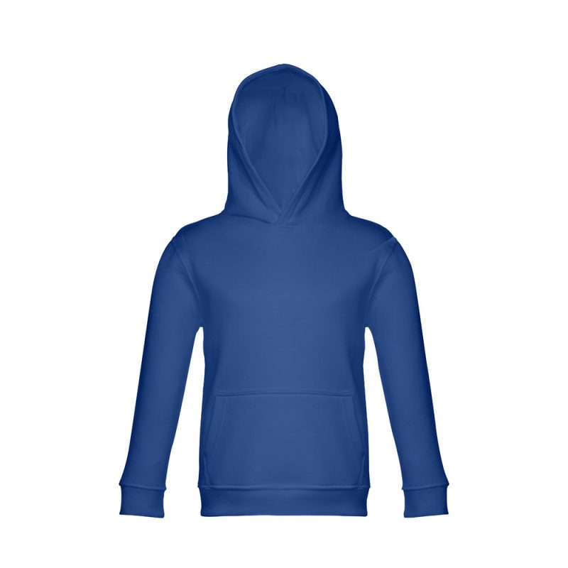 Blue hoodie with front pocket and hood
