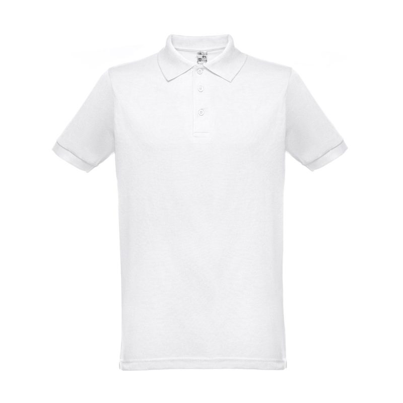 White short-sleeve polo shirt, plain design.