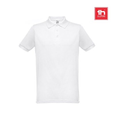 White polo shirt with logo on top right