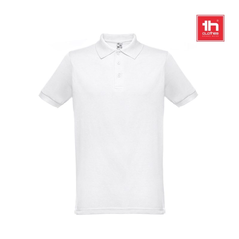 White polo shirt with logo on top right
