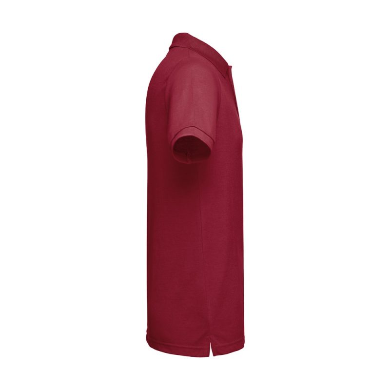 Side view of plain red polo shirt