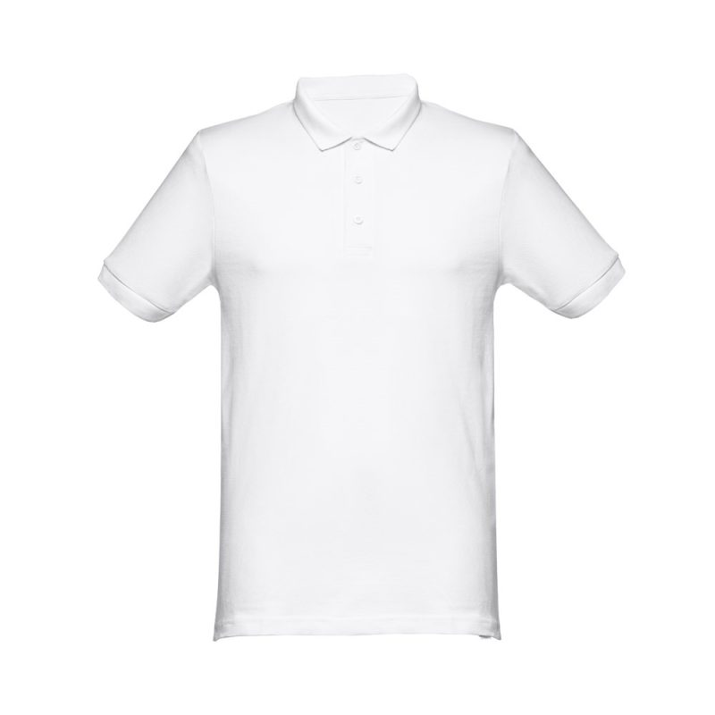 Plain white polo shirt front view