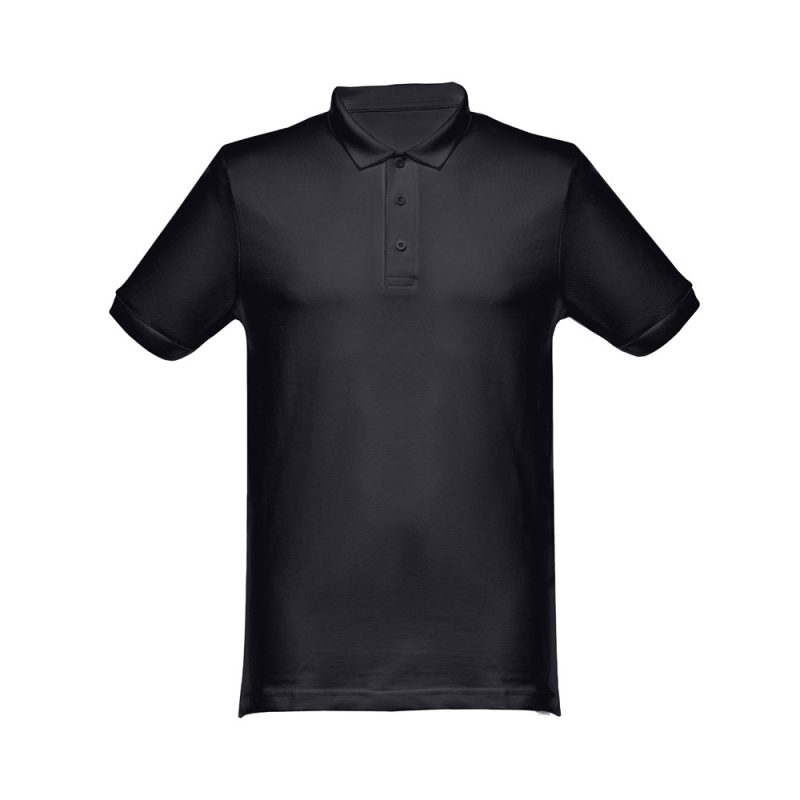 Black polo shirt with short sleeves