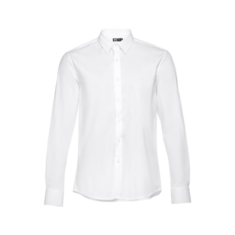 White long-sleeve button-up shirt front view