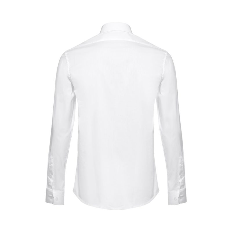 Back view of plain white dress shirt
