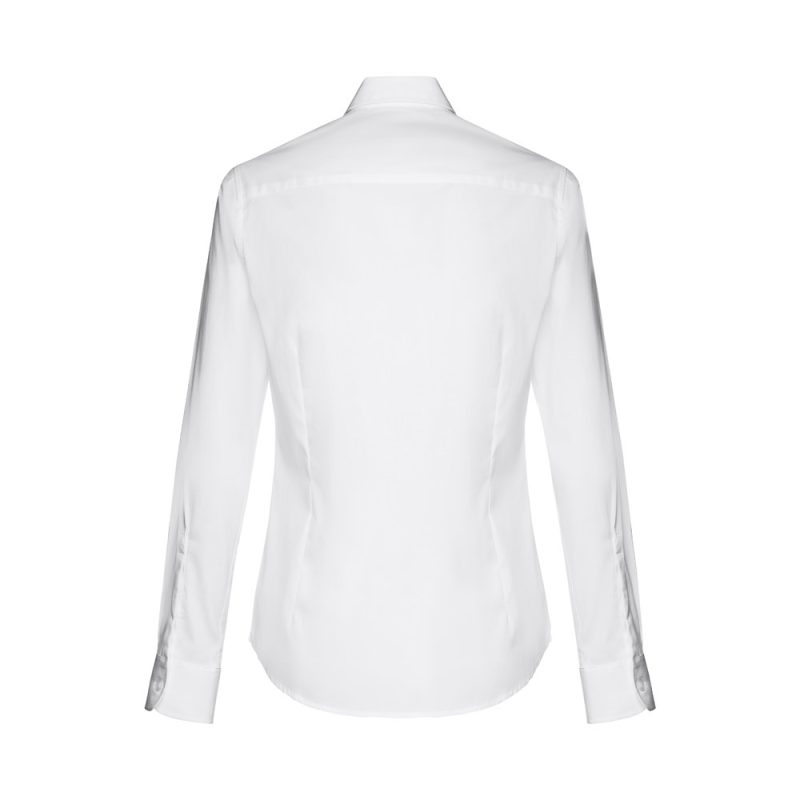 Back view of plain white dress shirt
