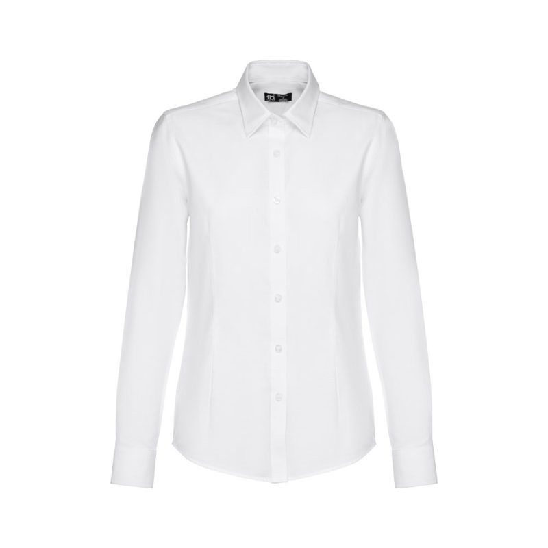 White long-sleeve shirt on display.