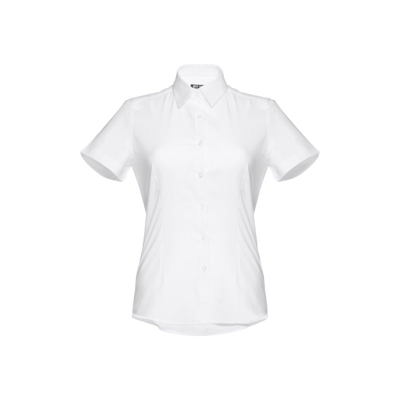 White short-sleeve women's blouse, front view