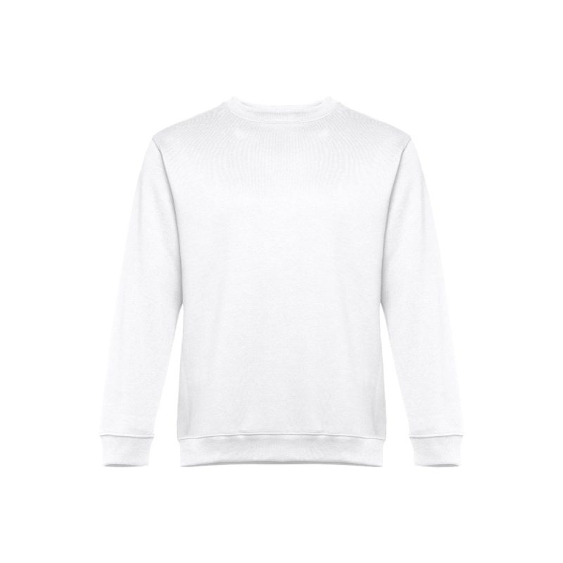 Plain white sweatshirt front view.