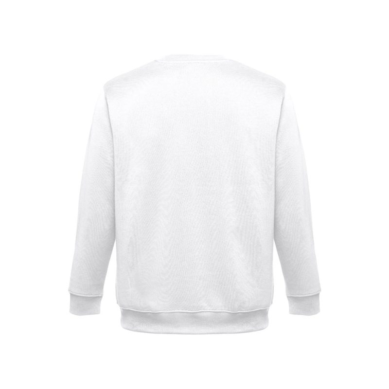 Back view of plain white sweatshirt