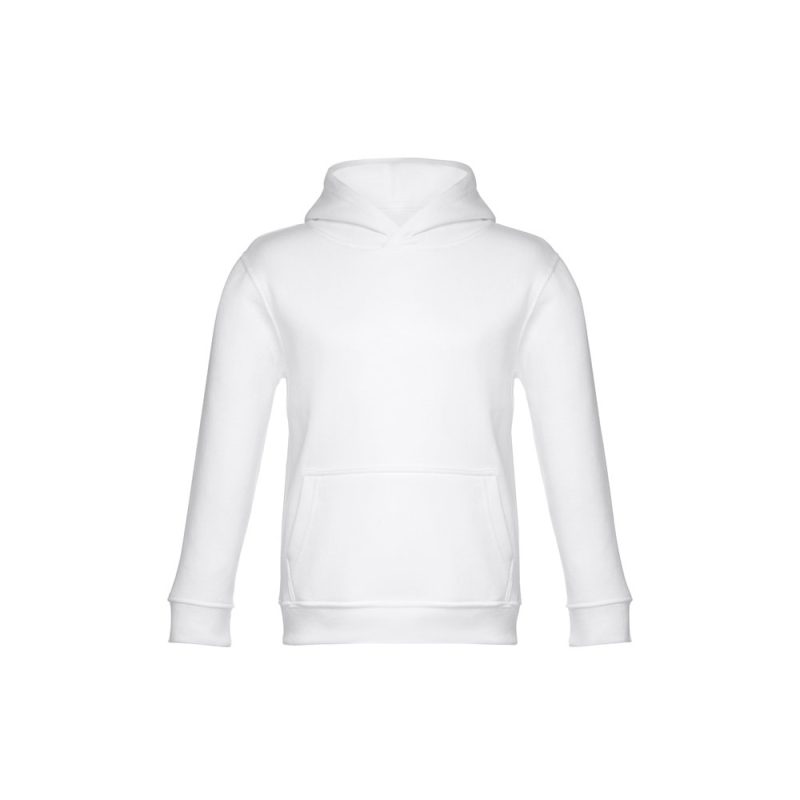 Plain white hoodie on display