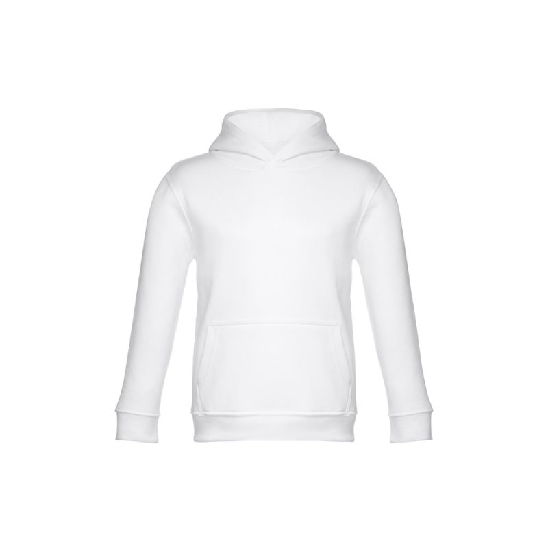 Plain white hoodie sweatshirt isolated on white background.