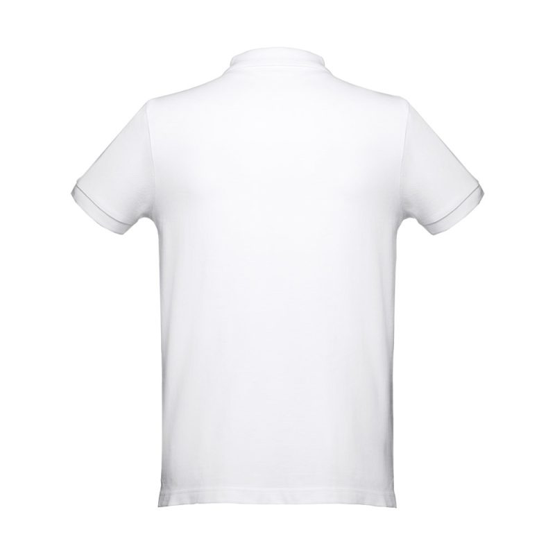 Back view of plain white T-shirt.