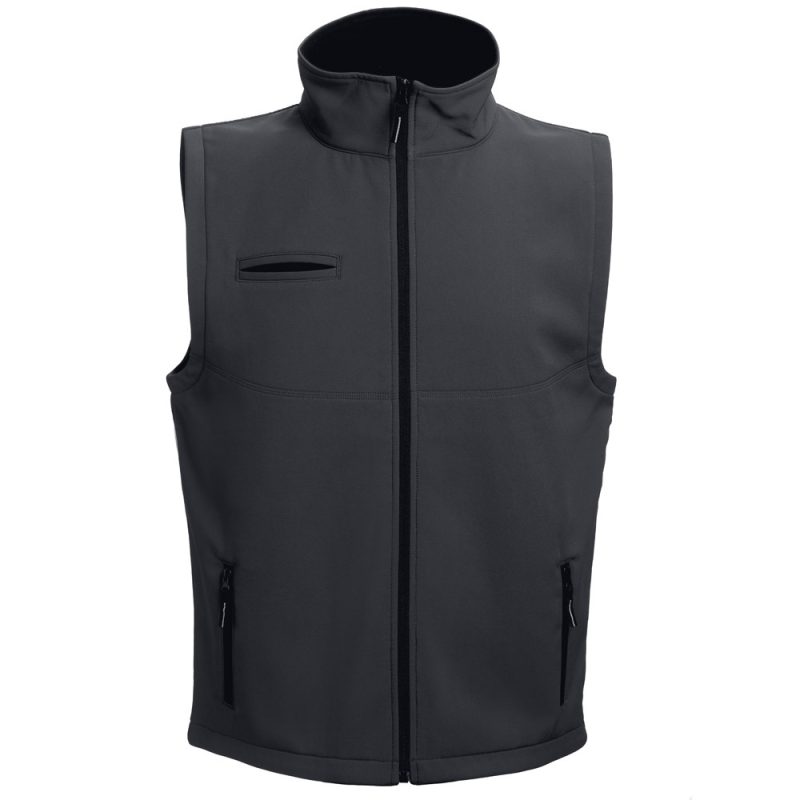 Black sleeveless zip-up vest with pockets