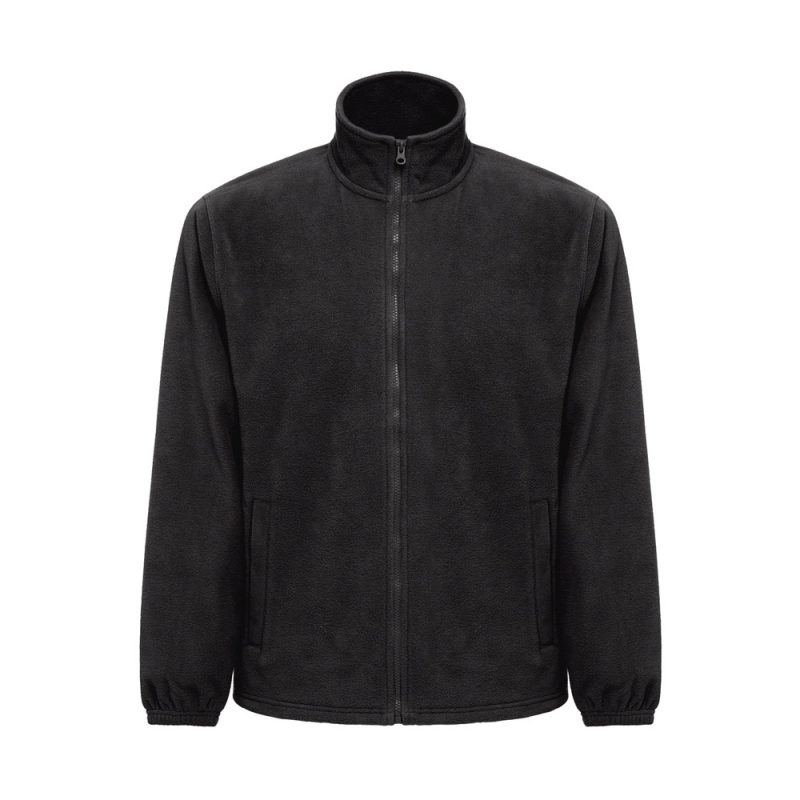 Black fleece jacket with zip fastening