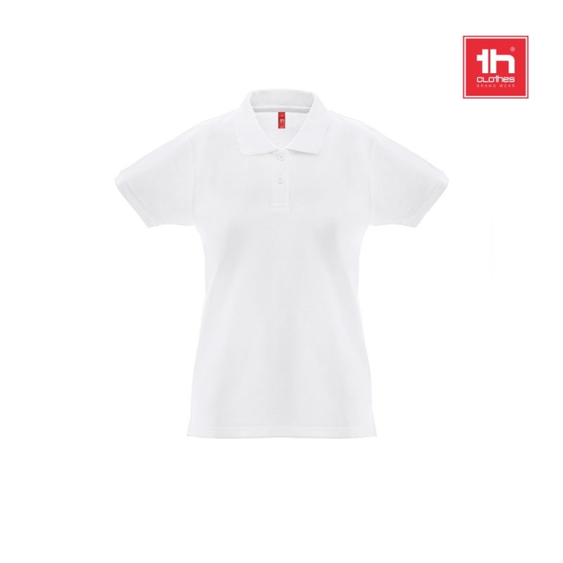 White women's polo shirt front view